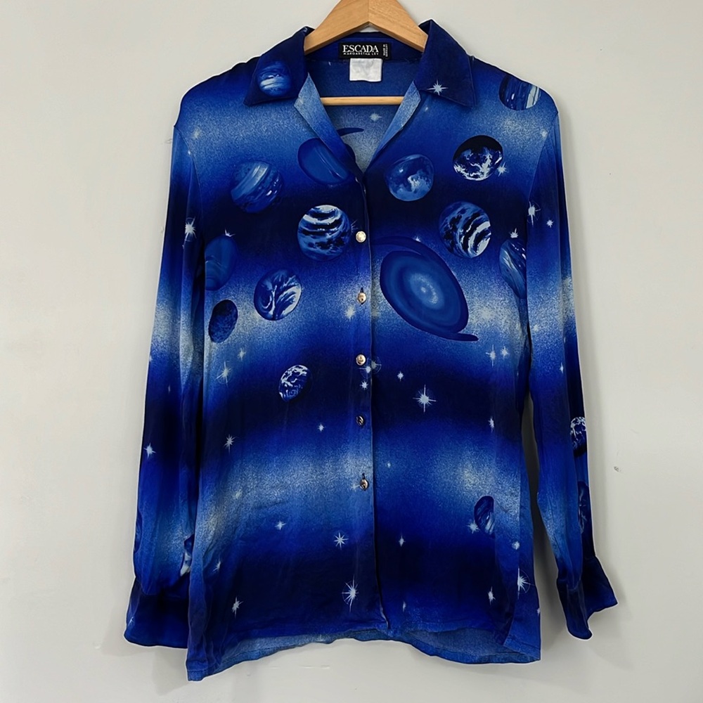 Escada Vintage Silk Blouse in Starry Sky